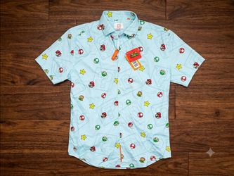 Super Mario Button-Up Short Sleeve Shirt