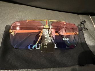 Double Temple Bar Rimless Gucci Glasses Striped Red Green Golden NWT