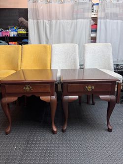 Pair of Cherry Wood Queen Anne End Tables