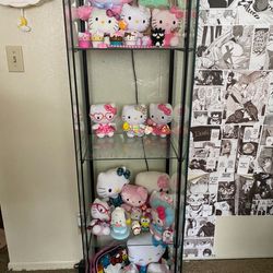 Hello Kitty Beanie Babies & Glass Display Case With Light