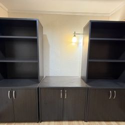 Black Storage Cabinets with Shelving (3-Piece Set)