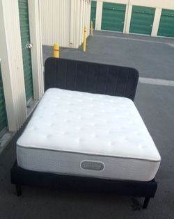 FULL BLACK BED FRAME WITH MATTRESS