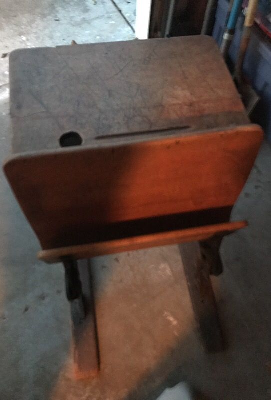 Old vintage folding school desk