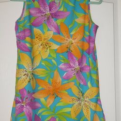 New BANANA CABANA Girl's Blue Yellow Green Pink Orange Floral Cover-up Dress – 16