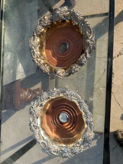 Pair of silver trays / bottle coasters