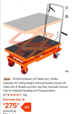 VEVOR Hydraulic Double Scissor Lift Table Cart