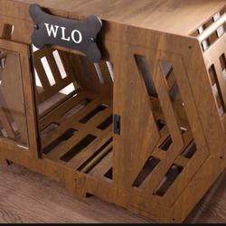 Walnut & Ivory - Hexxon Modern Dog Crate, Dog Bed, Dog Crate, Dog Kennel, Wood Dog House, Pet House, Pet Furniture,