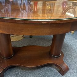 Antique  Trundle Table  With Glass On Top!