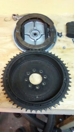 Rear brake drum & assembly for 74 Sportster