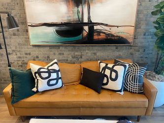 Tan leather Sofa / Couch