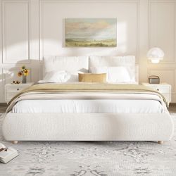 Modern Upholstered Bed + Mattress – Like New | URGENT SALE