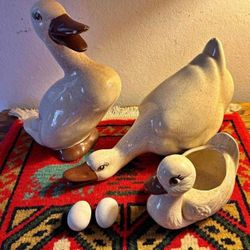 SET DE PATOS ANTIGUO DE PORCELANA 