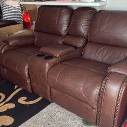 Recliners Couch and Love Seat With Phone Charger