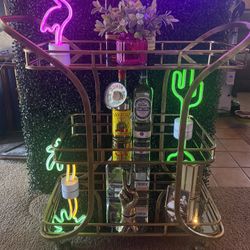 Brass Mirror Bar Cart