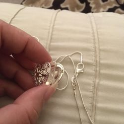 925 Sterling Silver Heart ❤️ Photo Frame Pendant Necklace 