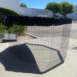 36” Tall Dog Playpen With Cover Dog Run, Dog Cage 8 Panels Fence with Door