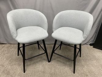 Light Grey Fabric Barrelback Counter Stool (Set of 2)