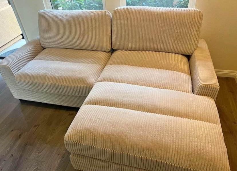 New 90x66 Corduroy Sectional Couch / Free Delivery