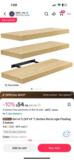 NEW Sorbus Rectangle Floating Shelves Set of 3