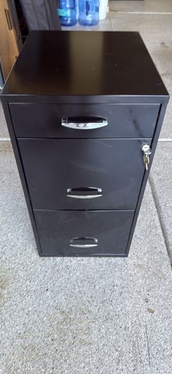 Black 3-Drawer Metal Filing Cabinet