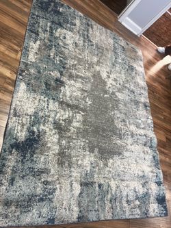 Abstract Area Rug Blue Gray Cream