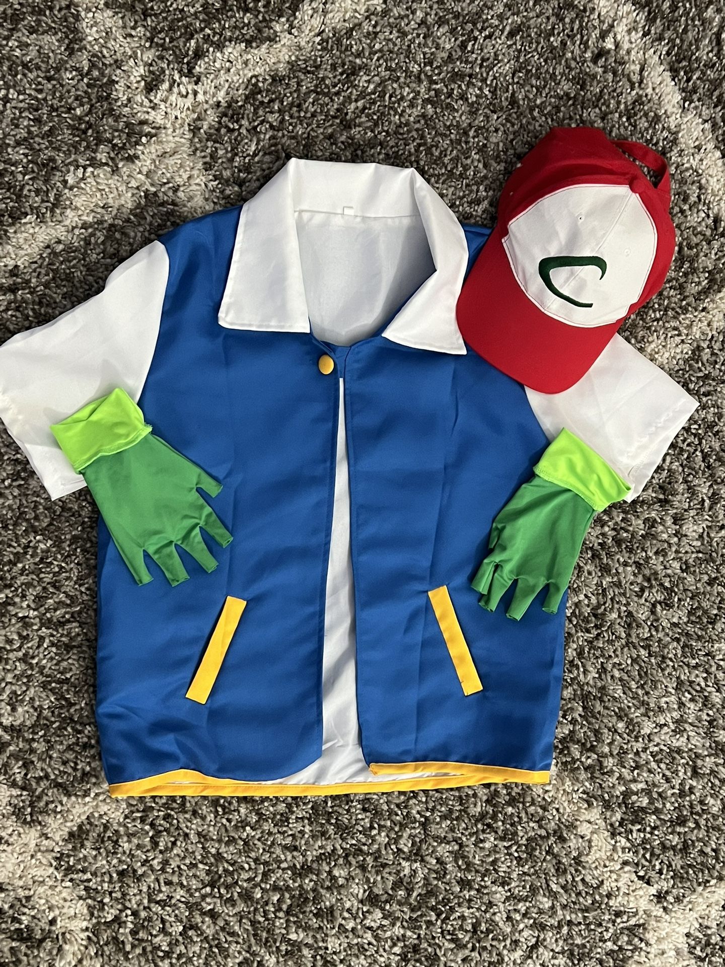 Pokemon Trainer Ash Ketchum Costume - Jacket Hat Gloves Set Pokemon Trainer
