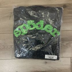 Grey And Green Sp5der Hoodie Size Small 