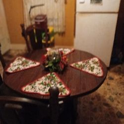 Large Dark Pine Table 4 Chairs