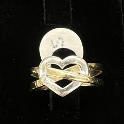 $225 Two Tone Heart Gold Ring