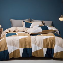 4Pcs,Queen bedding Set (1Duvet Cover 1 Flat Sheet and 2 Pillowcase) 800 TC 100% cotton balls
