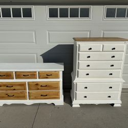 Refinished White Wood Dressers 