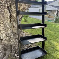 Black Wooden Ladder Shelf