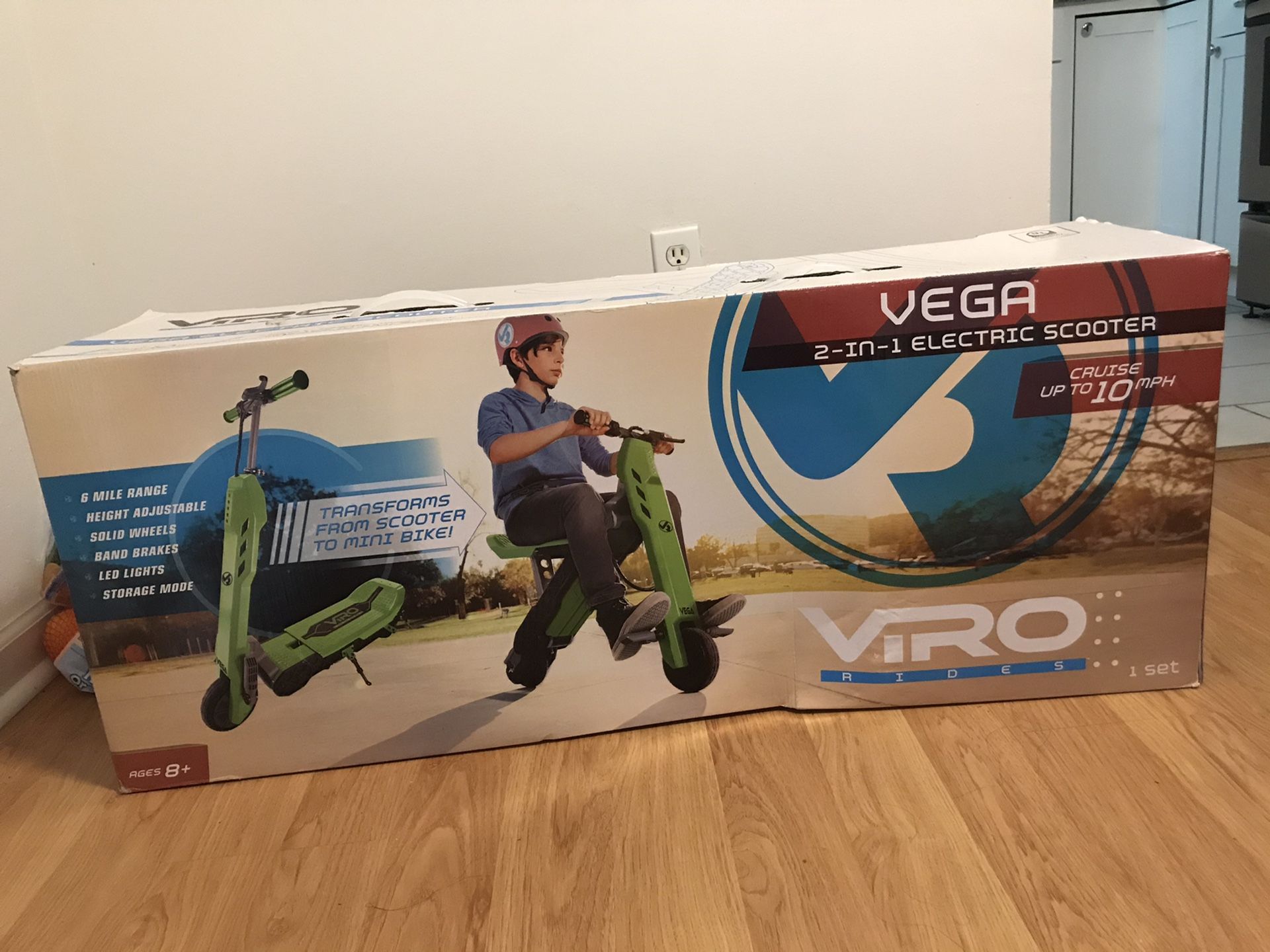 VIRO Rides Vega 2-in-1 Transforming Electric Scooter & Mini Bike, Green