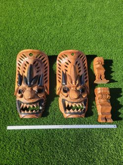 1950s Large Tiki Bakunawa Masks 