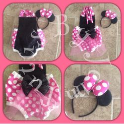 Minnie Mouse Bubble Romper and Matching Minnie Ears