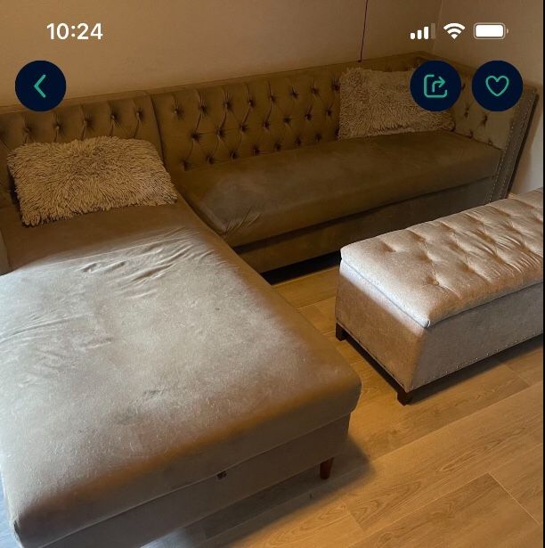 Dimpled lounge couch with with matching storage seat great condition