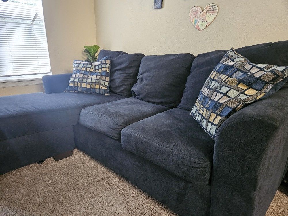 Sofa Kraze Aria Sofa with Reversible Chaise - Navy Blue