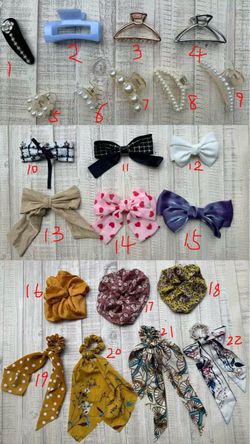 Hair accessories (clips, ties, scrunchies) $1 each