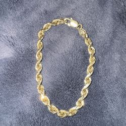 14k Gold Rope Chain Bracelet 