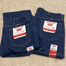 2 pair of wrangler rustler regular straight for 36x32 jeans