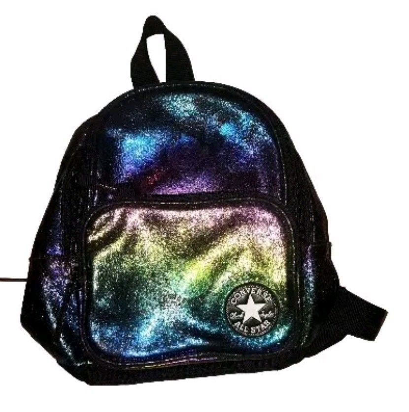 Converse Backpack All Star Travel Bag Rainbow Iridescent Mini Purple Mermaid 9 In X 7 In X 3 In