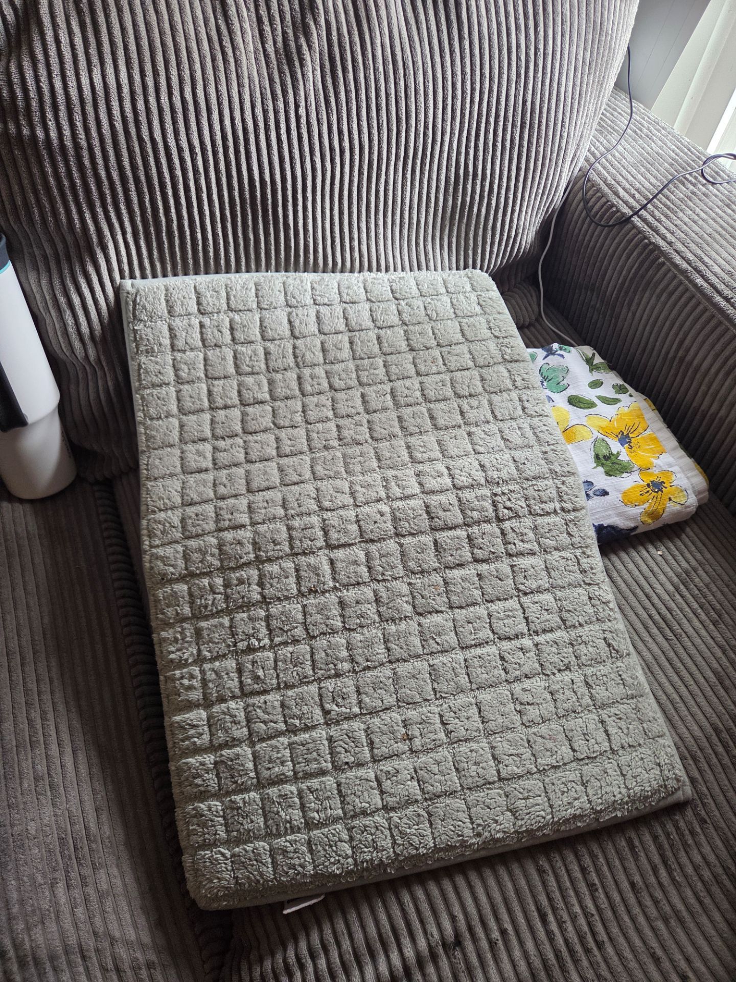 Fabric shower curtain and rug