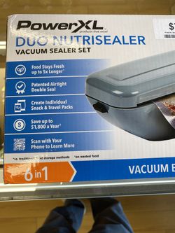 PowerXL Duo NutriSealer 6-in-1 Vacuum Sealer Machine Vacuum Seal Bags Gray
