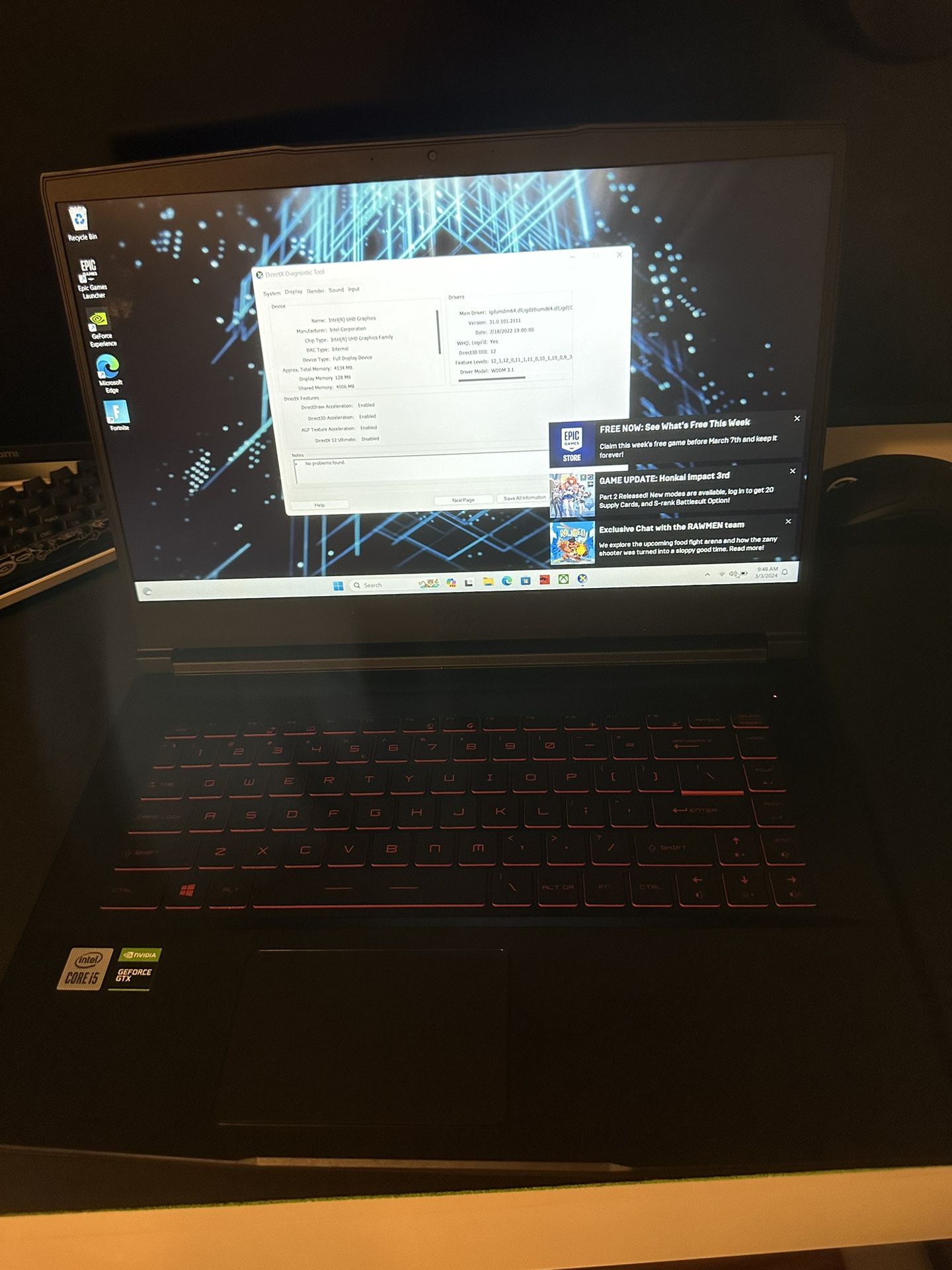 MSI GF63 THIN 10SC GAMING LAPTOP  (CASH OR ZELLE ONLY)