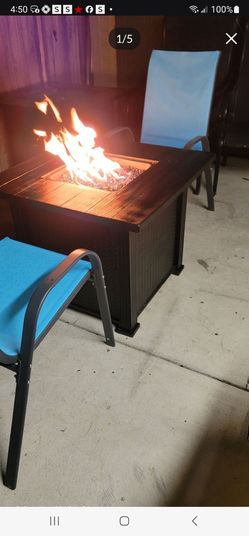 32" Propane Fire Pit either 2 New chairs