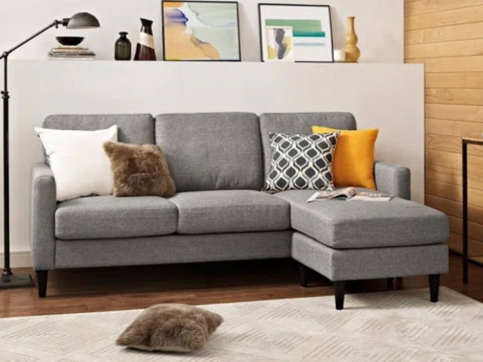 Gray Mid Century Modern 82” Sectional Sofa