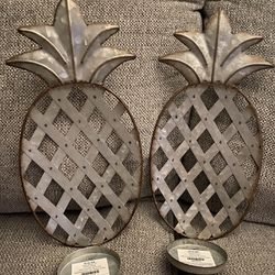 Pineapple Metal Candle Holders Set Of 2