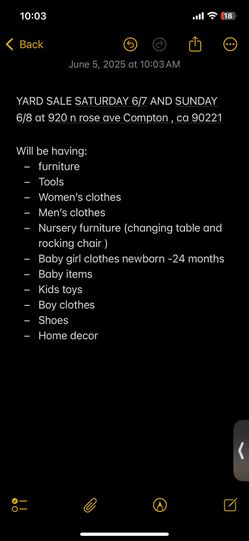 YARD SALE 6/7 AND 6/8 IN COMPTON