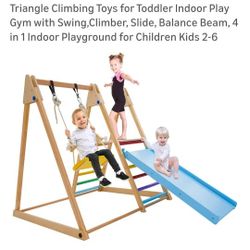 Brand new in box 📦 indoor outdoor wooden swing. Climber and slide set