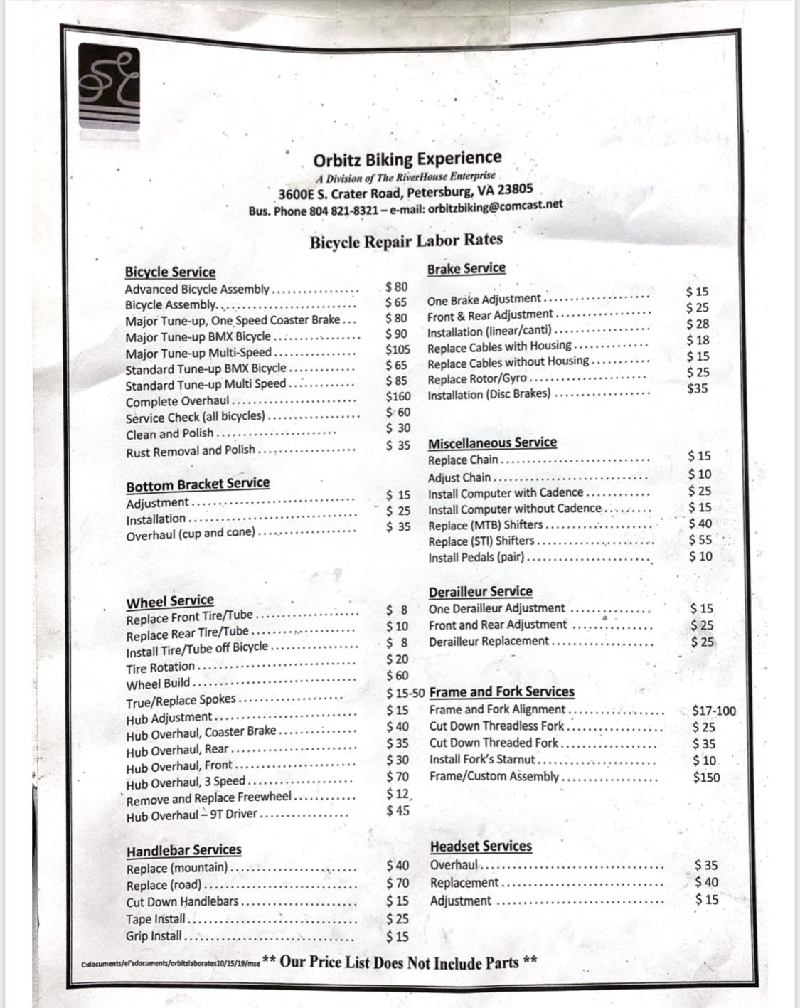 Bike Repair Rates
